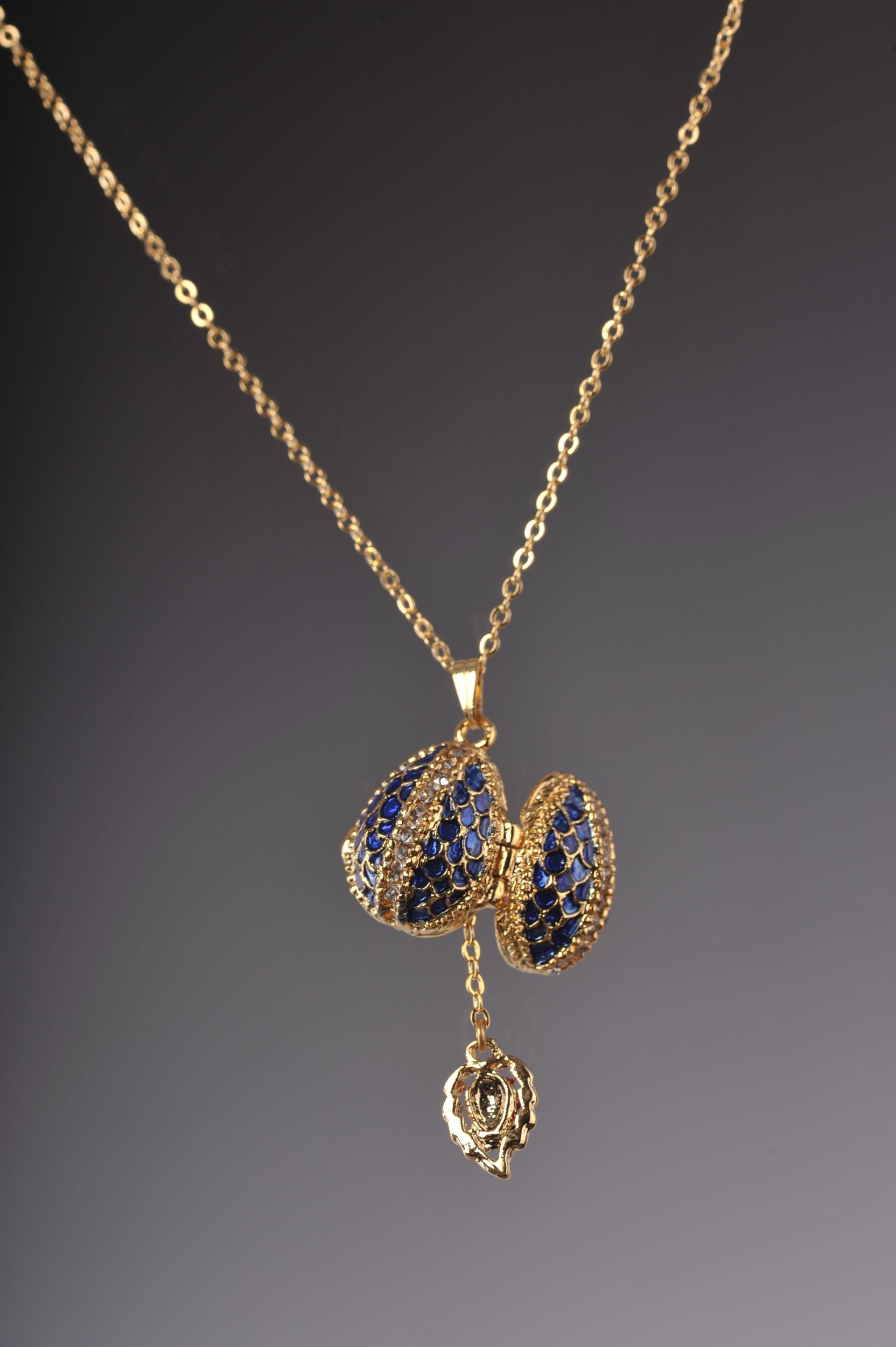 Keren Kopal Blue Egg Pendant with a Beetle