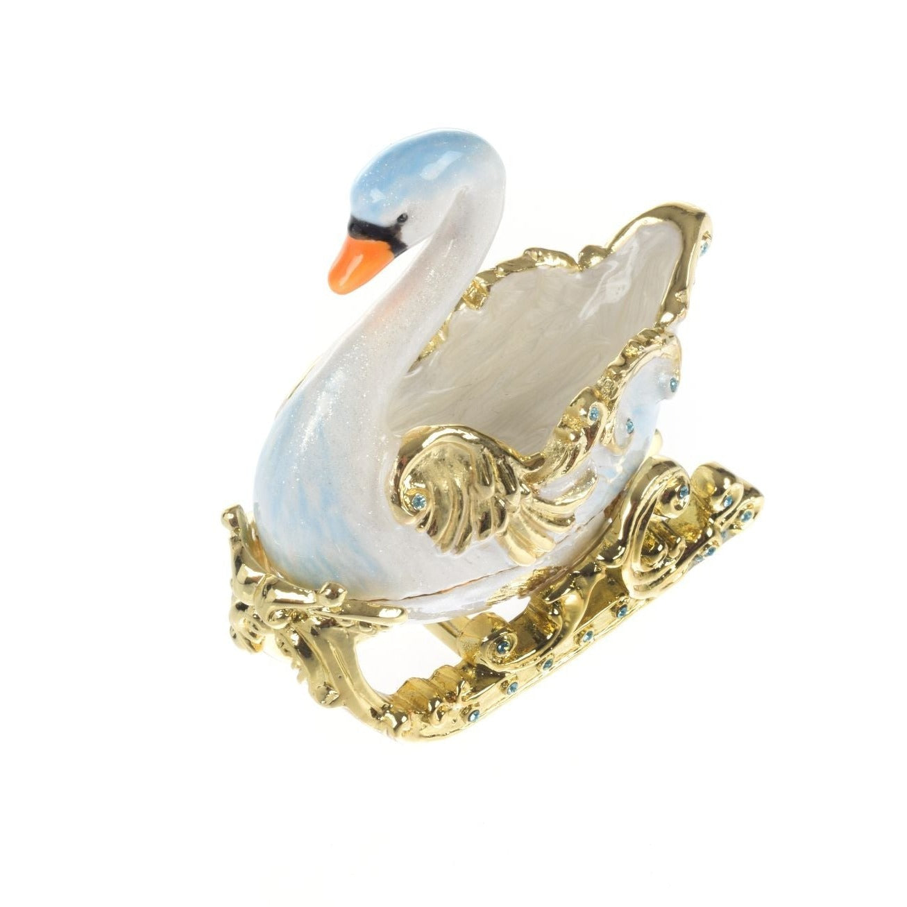 Swan on golden sled Trinket Box