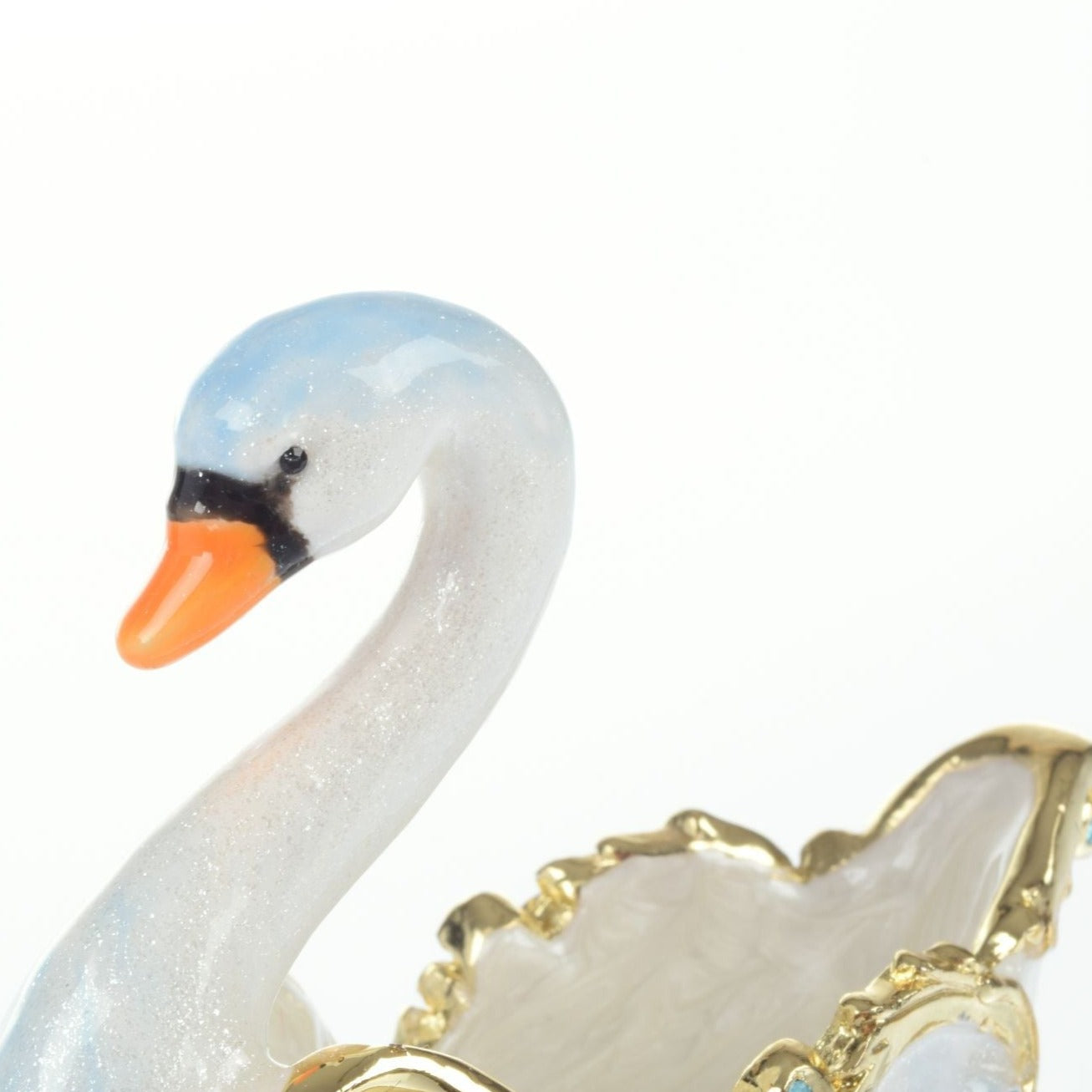 Swan on golden sled Trinket Box