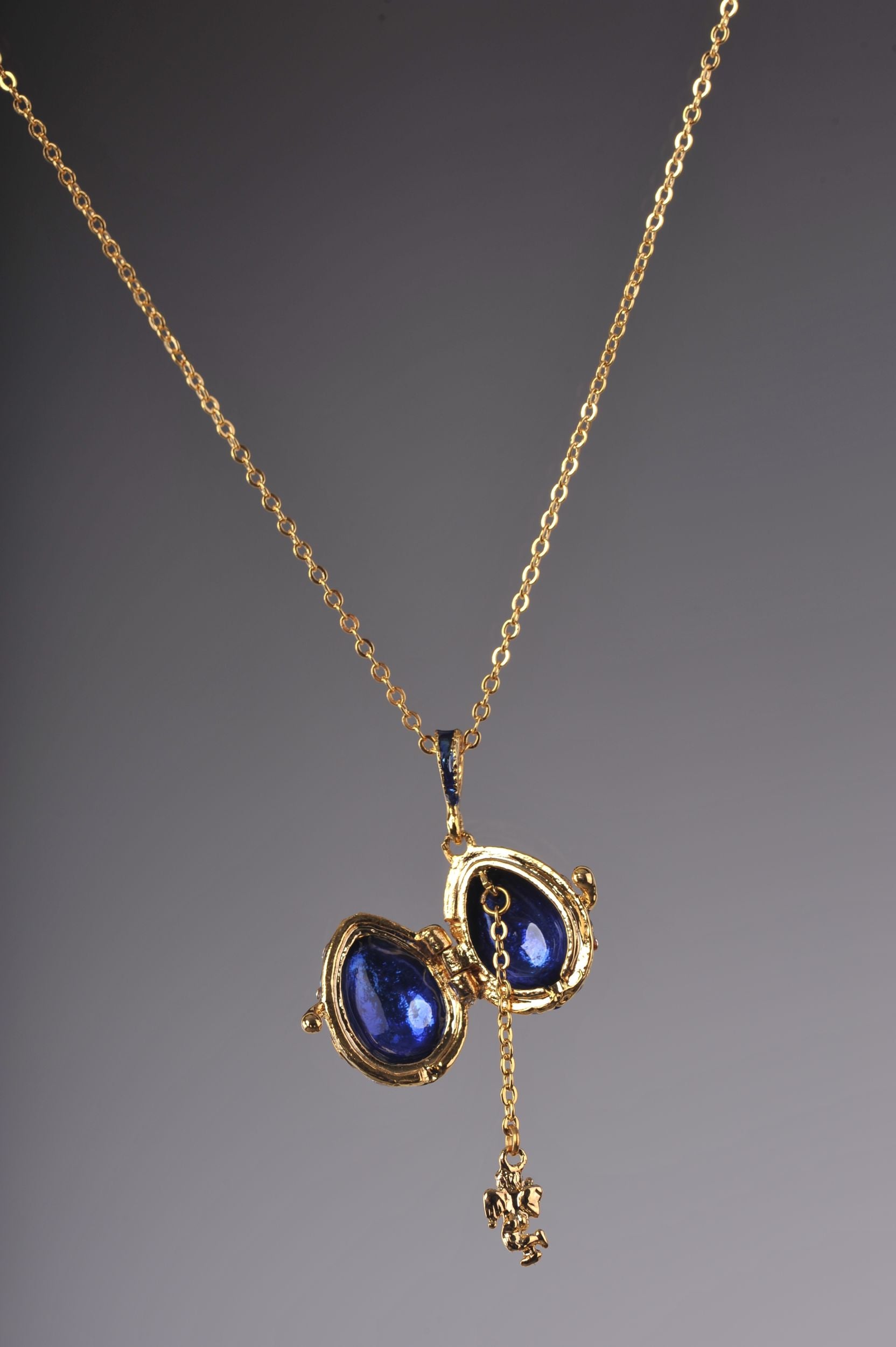 Blue Faberge Easter Egg Necklace