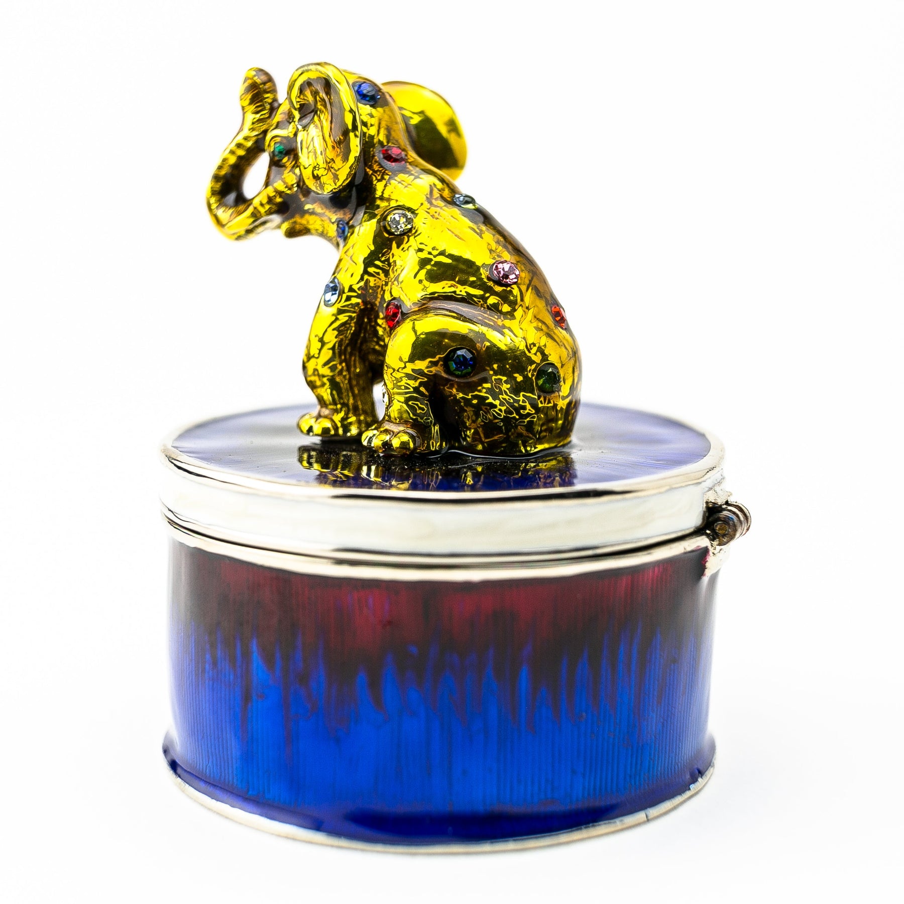 Gold Elephant on Blue Trinket Box