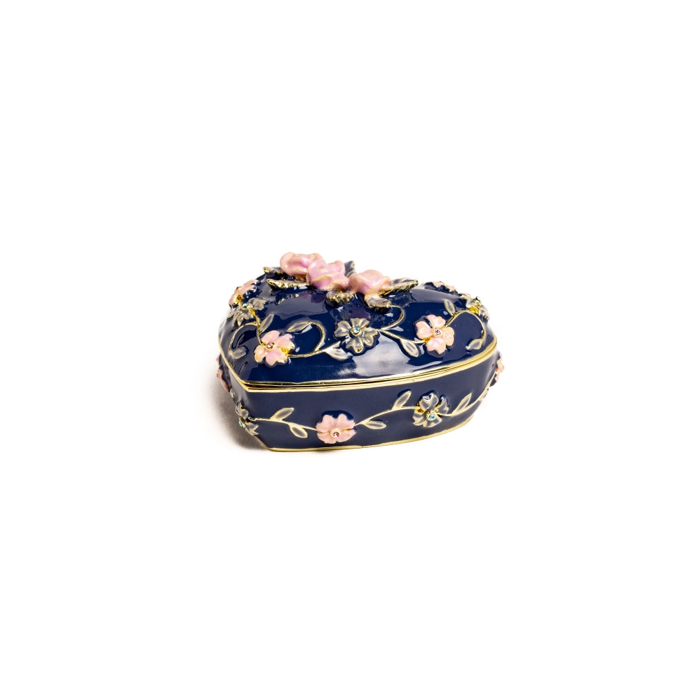 Keren Kopal Blue Decorative Trinket Box with Flowers