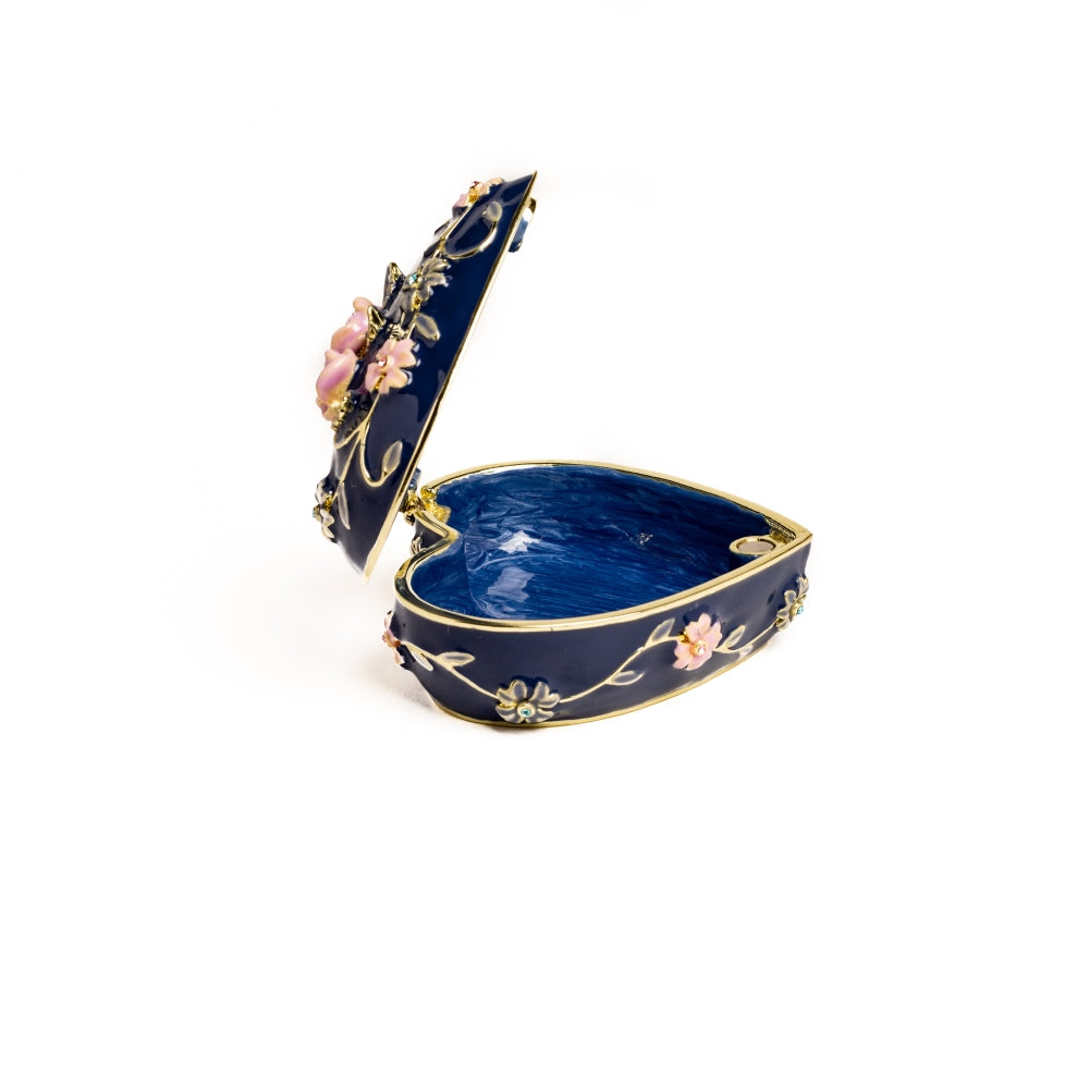 Keren Kopal Blue Decorative Trinket Box with Flowers