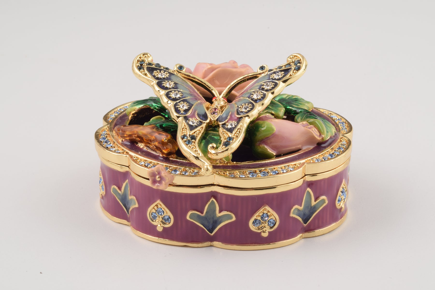 Keren Kopal Butterfly on a Flower Trinket Box