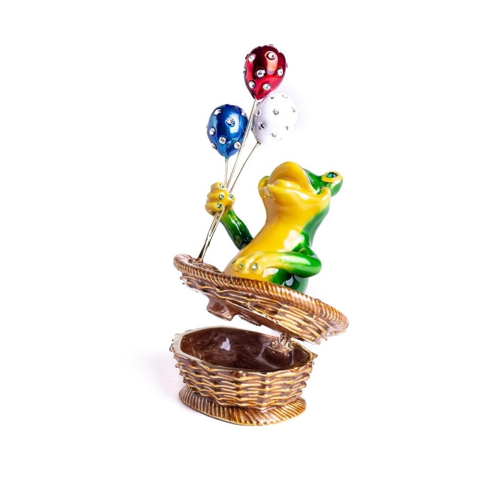 Keren Kopal Frog Sitting in a Basket Holding Balloons