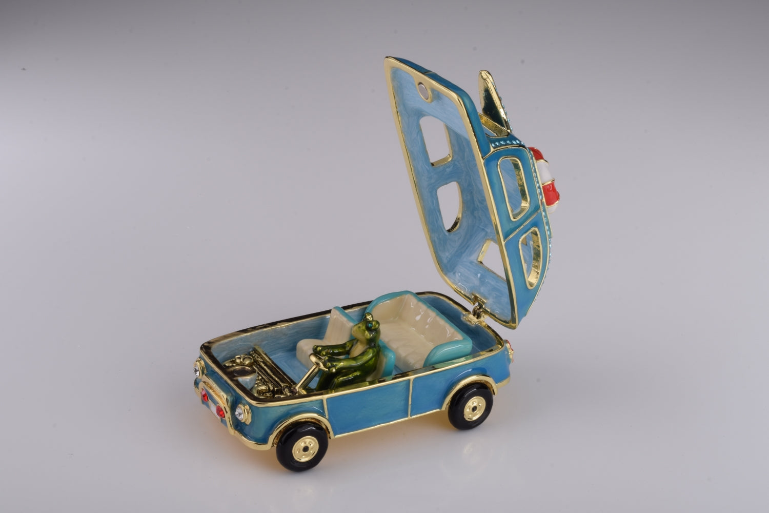 Blue Surfing Car with Surfboard