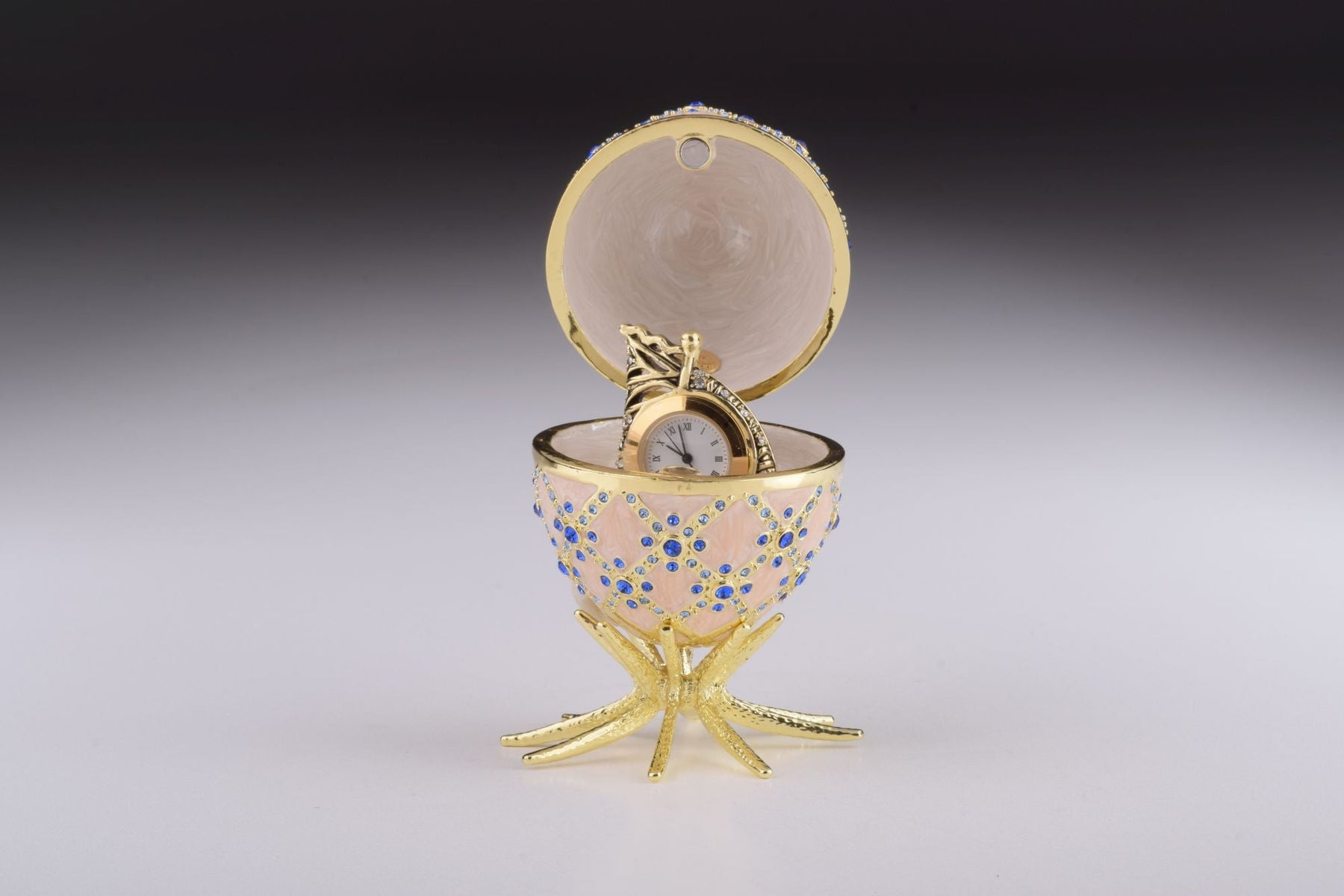 Pink Faberge Egg with Clock Inside