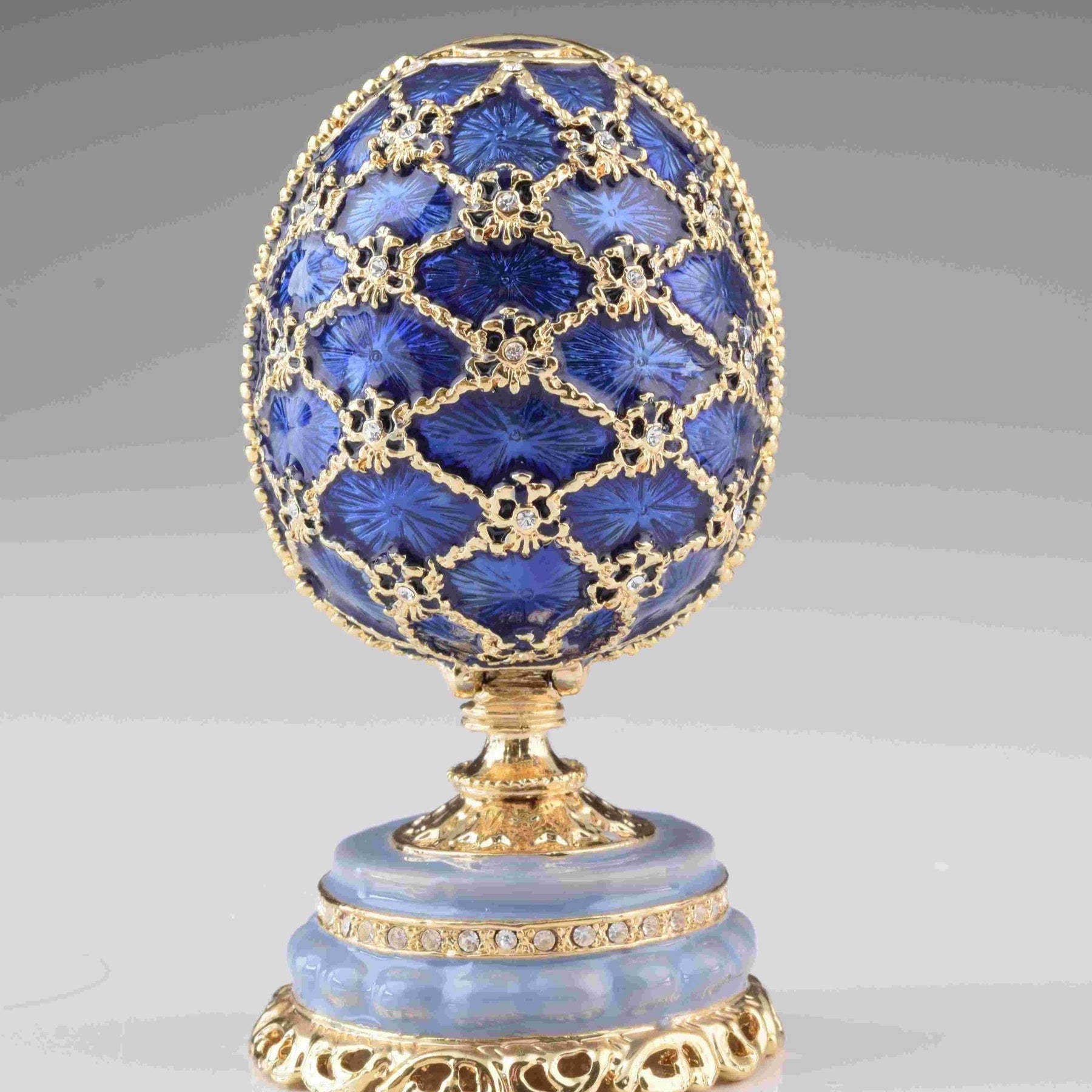 Blue Faberge Egg with Castle Inside