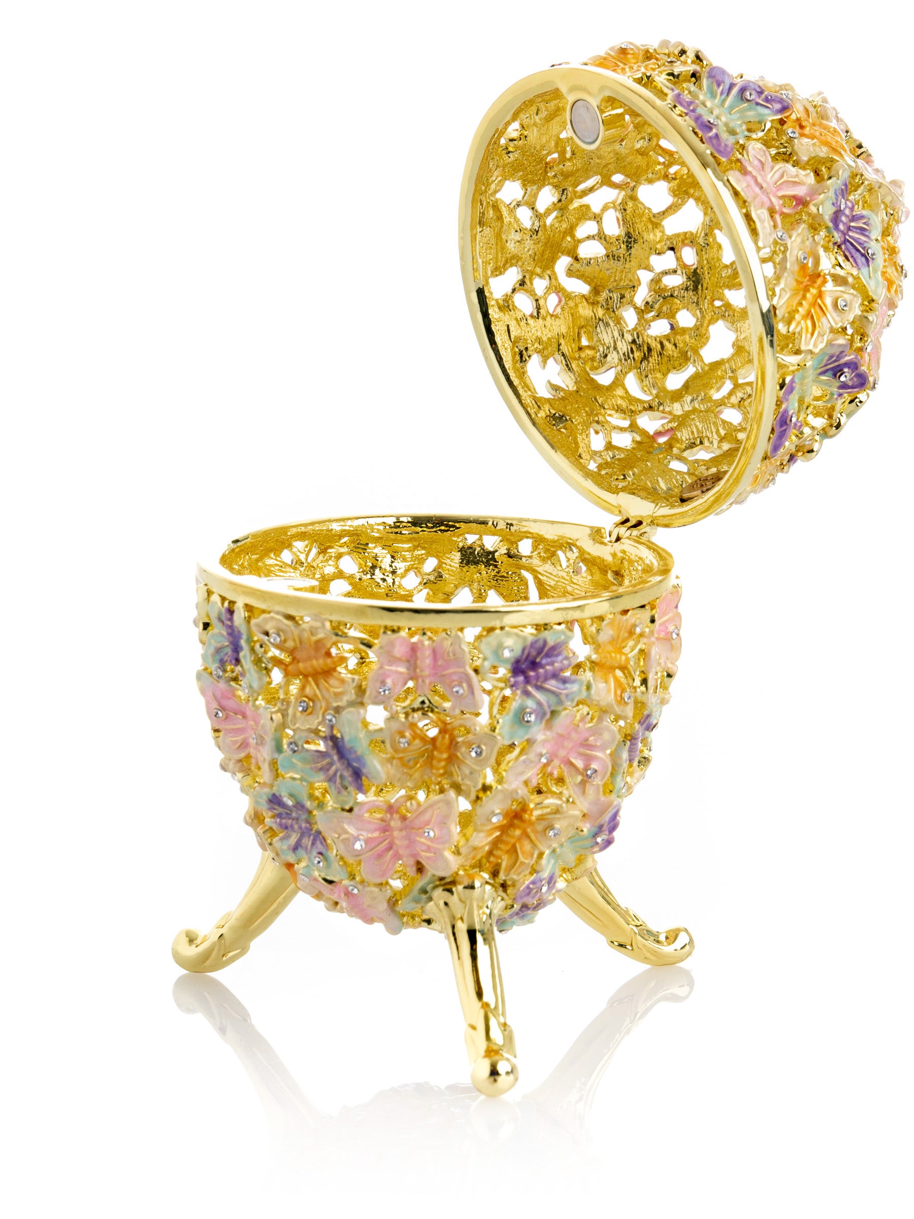 Golden Faberge Egg Decorated with Butterflies