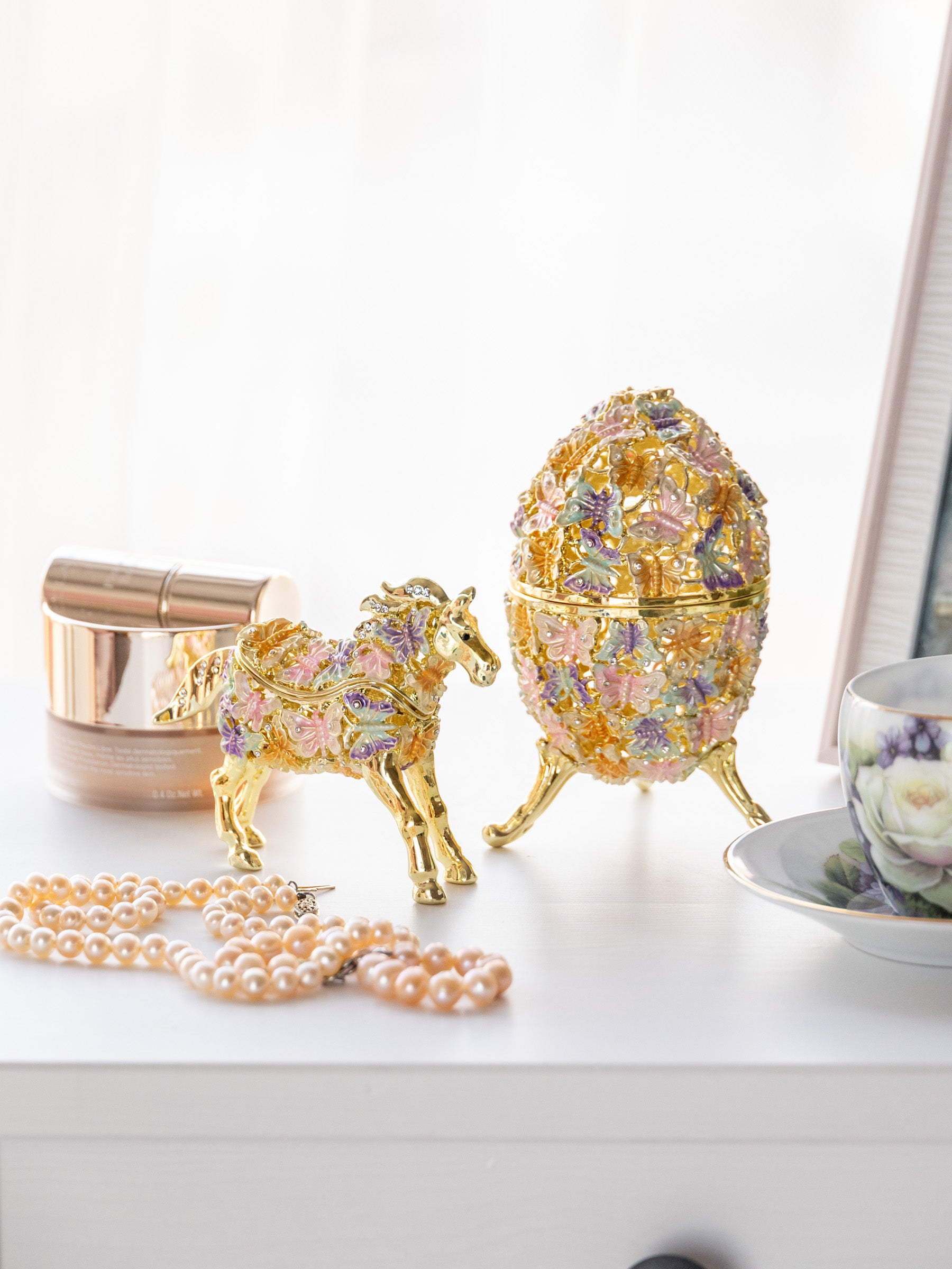 Golden Faberge Egg Decorated with Butterflies