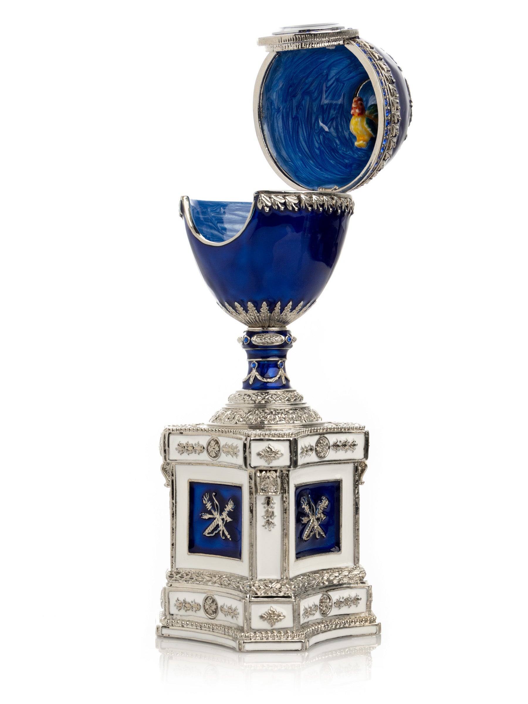 Blue Faberge Egg with a Pearl and a Clock