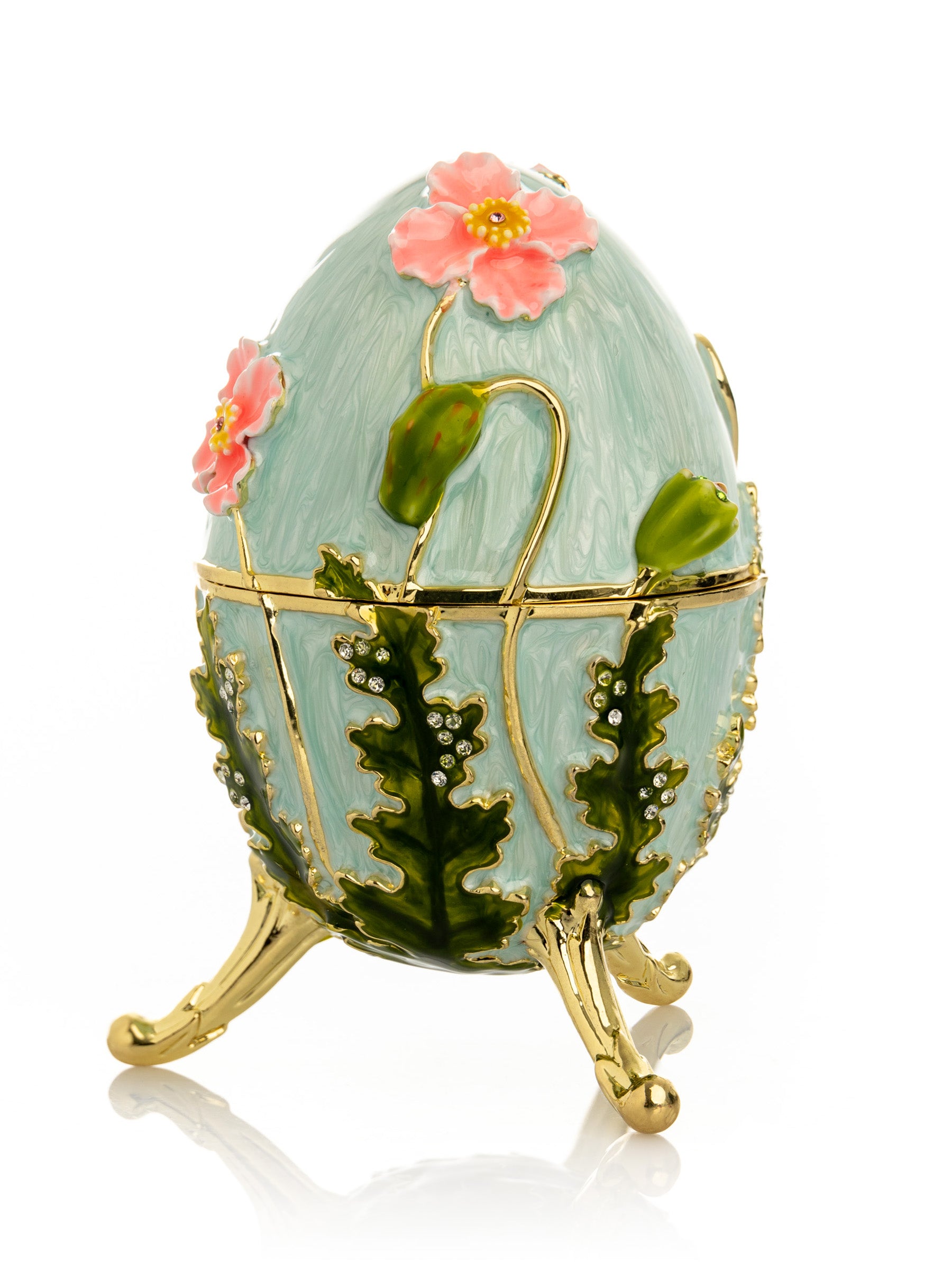 Turquoise Faberge Egg with Flowers