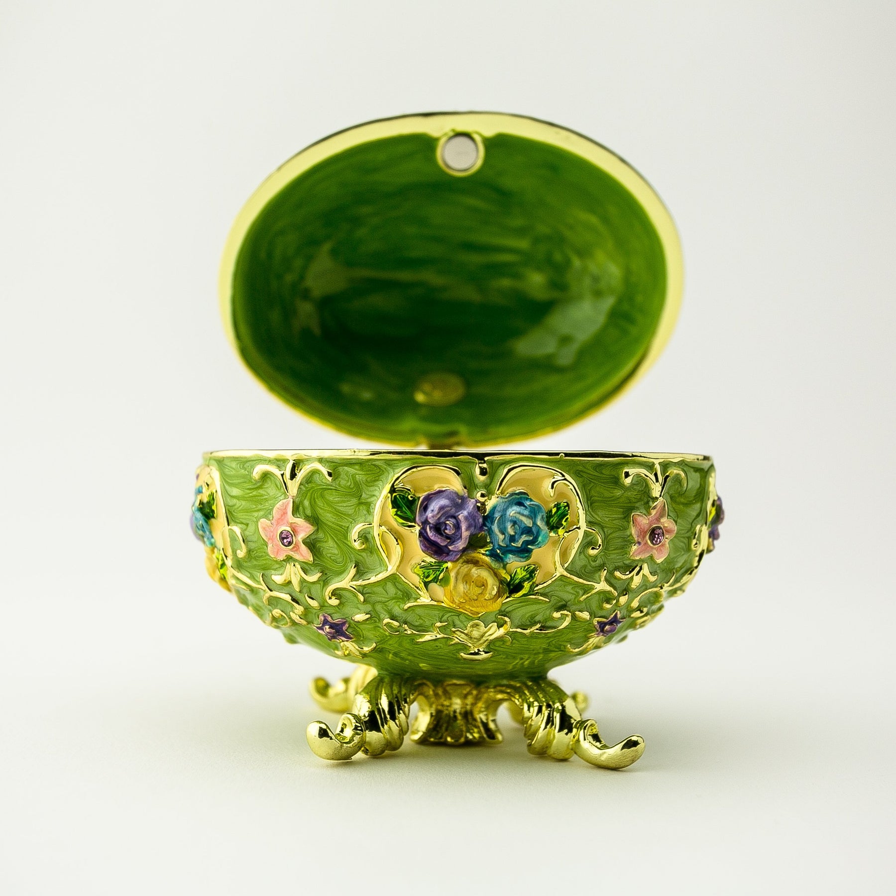 Keren Kopal Green Faberge Egg with Flowers
