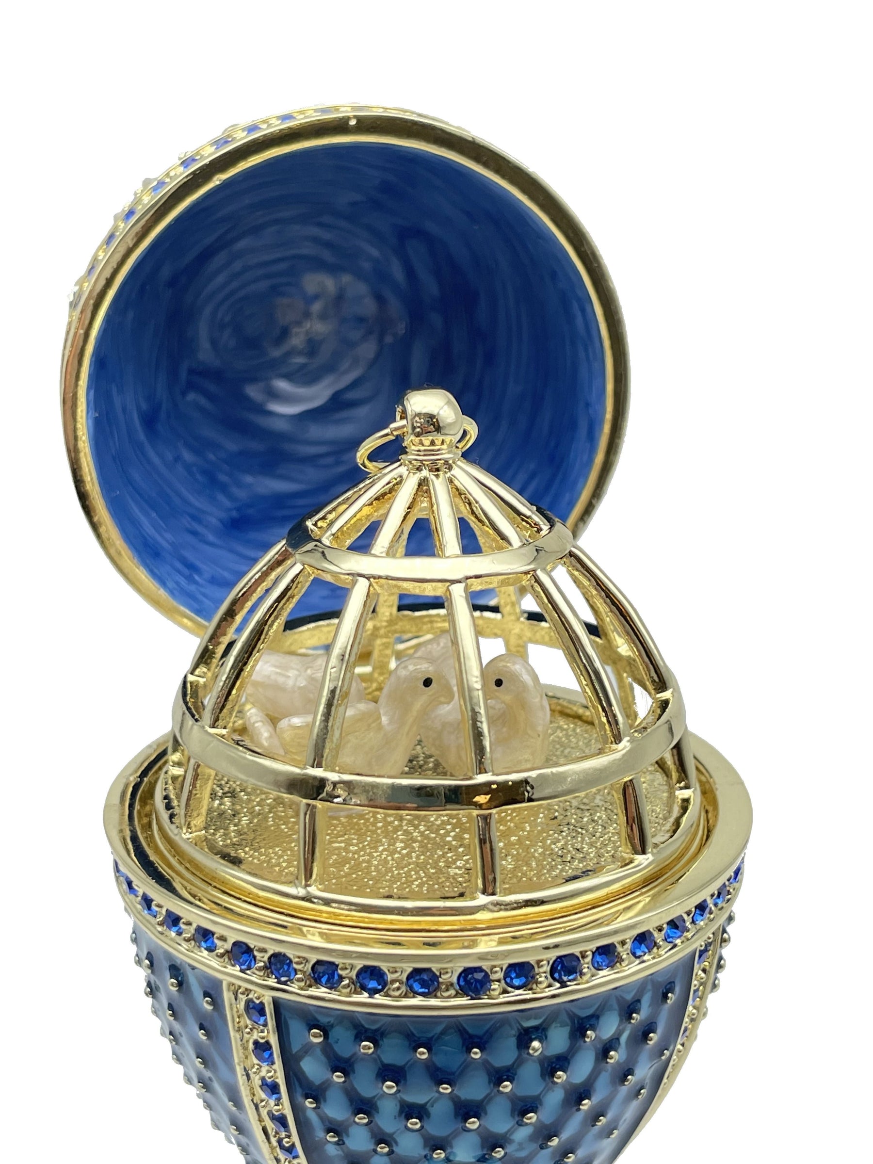 Blue Faberge Egg with doves trinket box Faberge Egg Keren Kopal