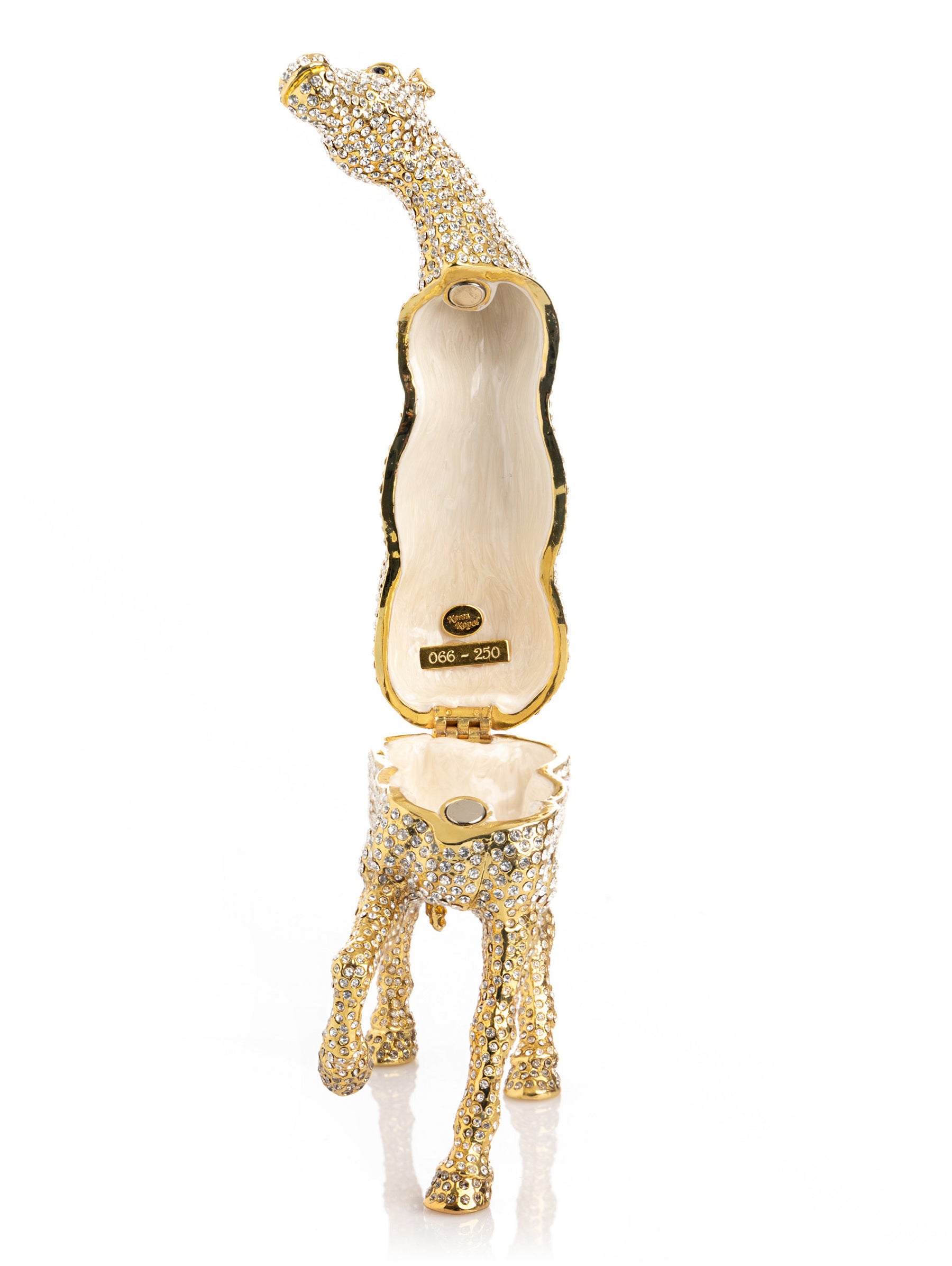 Large Golden Horse Decorated with White Crystals