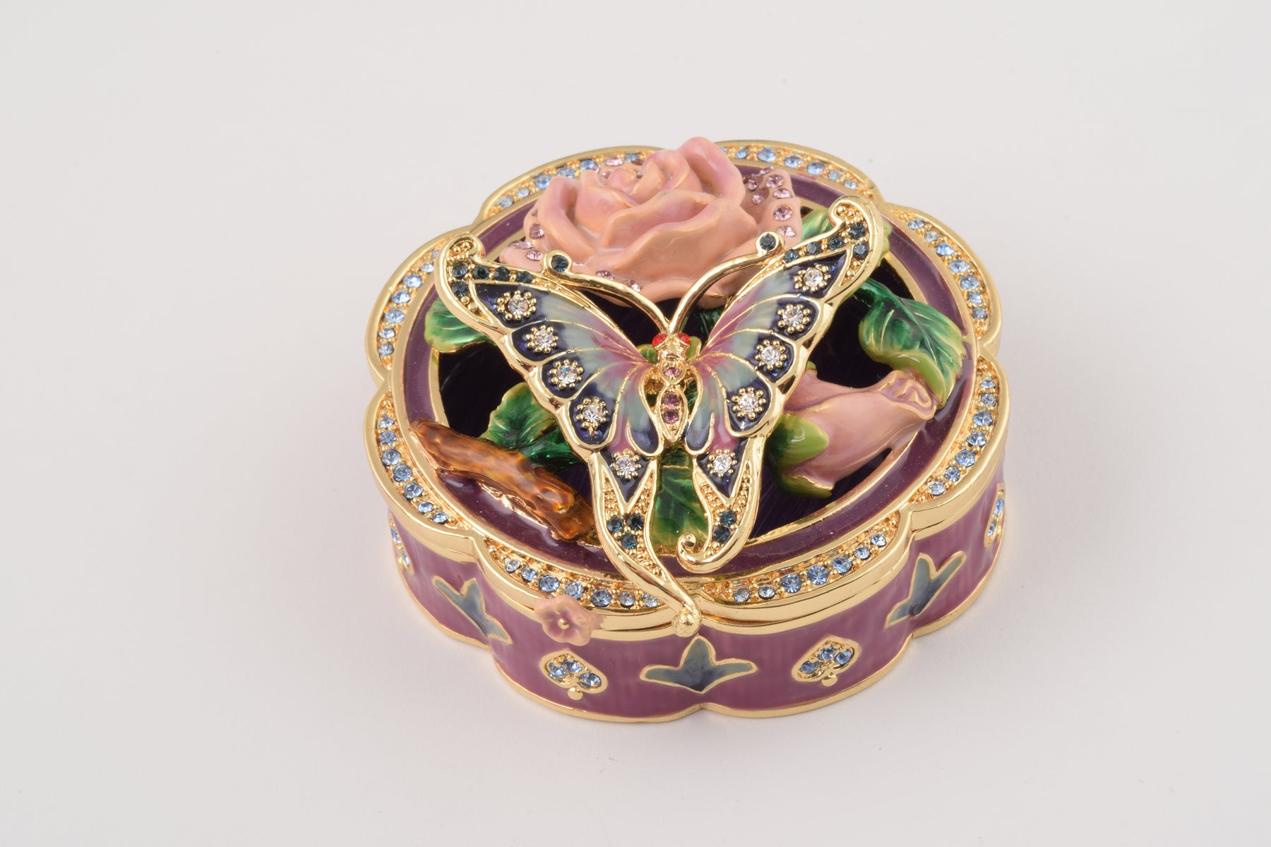 Keren Kopal Butterfly on a Flower Trinket Box
