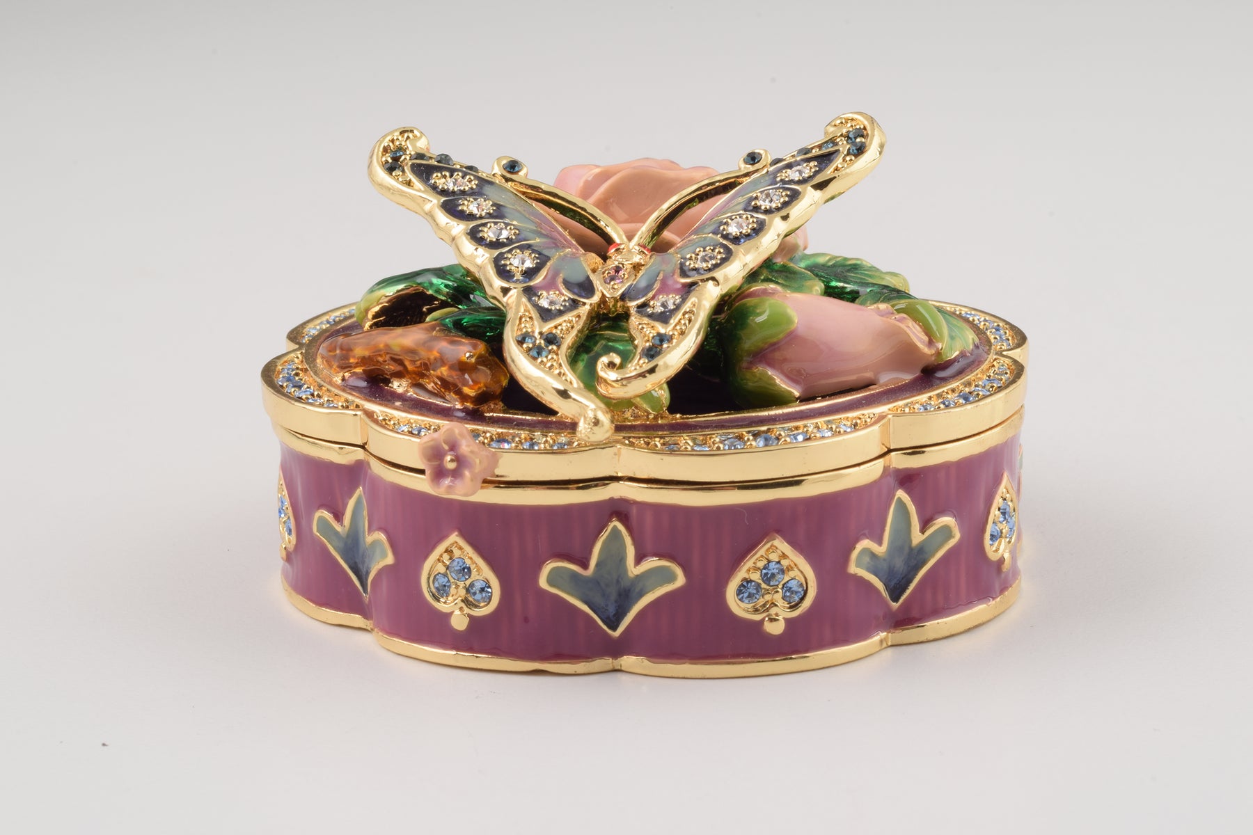Keren Kopal Butterfly on a Flower Trinket Box