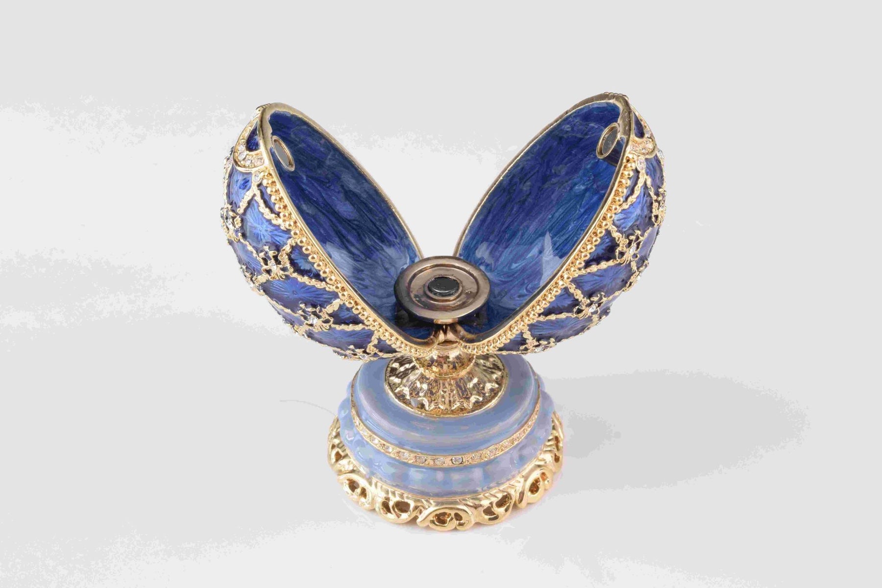 Blue Faberge Egg with Castle Inside