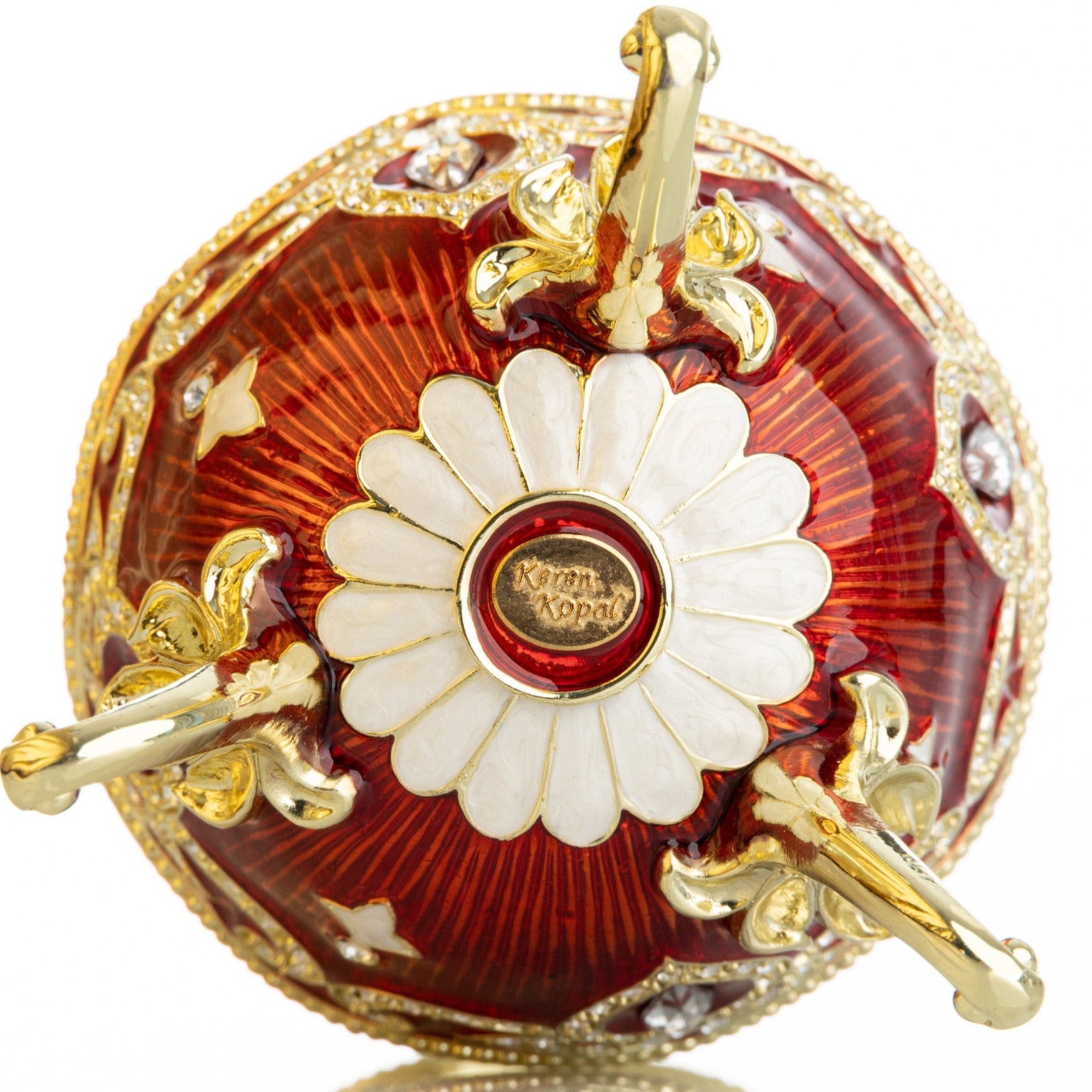 Keren Kopal Red Wind up Horse Carousel Faberge Style Egg