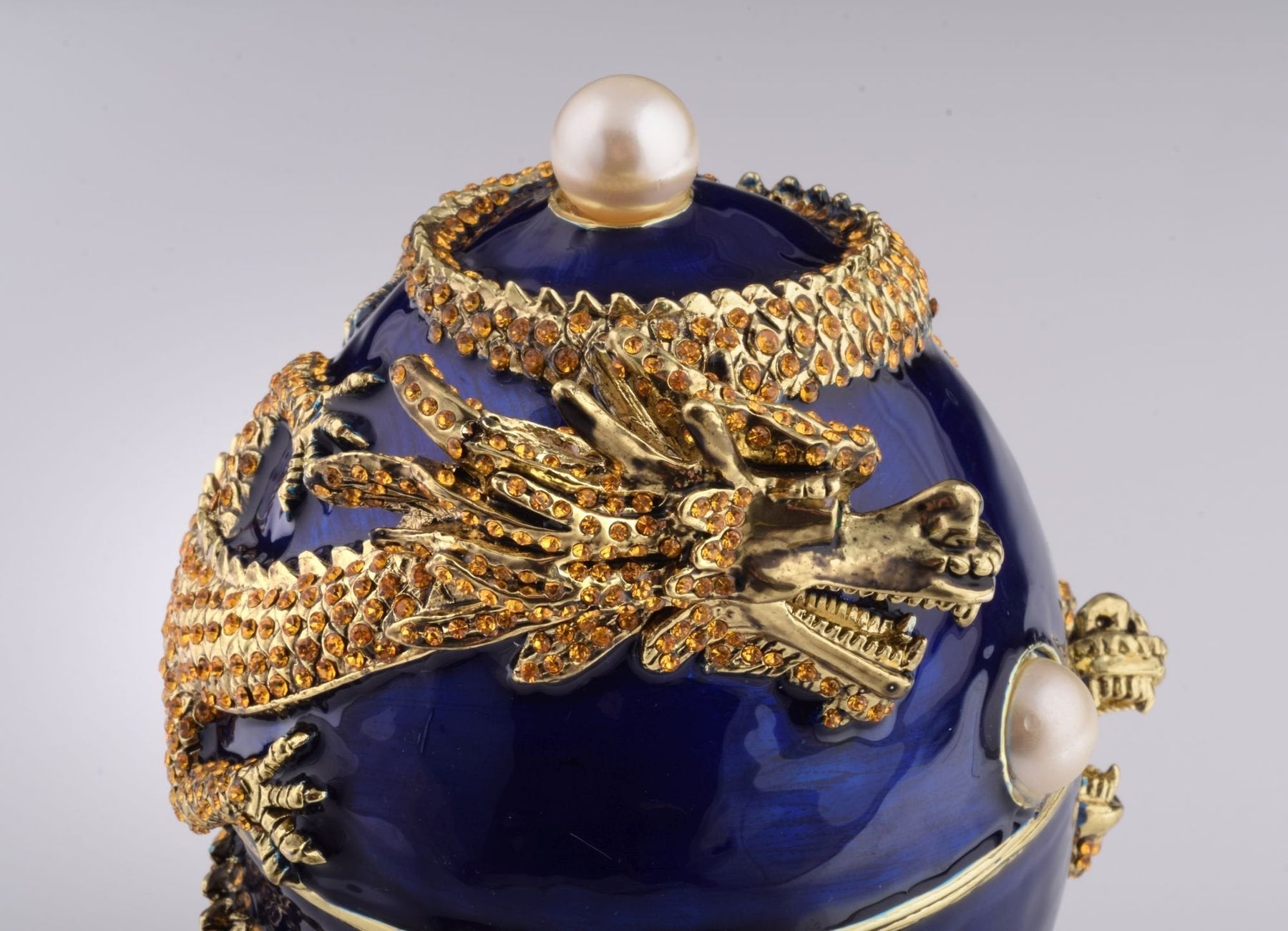 Blue Faberge Egg with Dragon Music Playing Egg Music box Keren Kopal