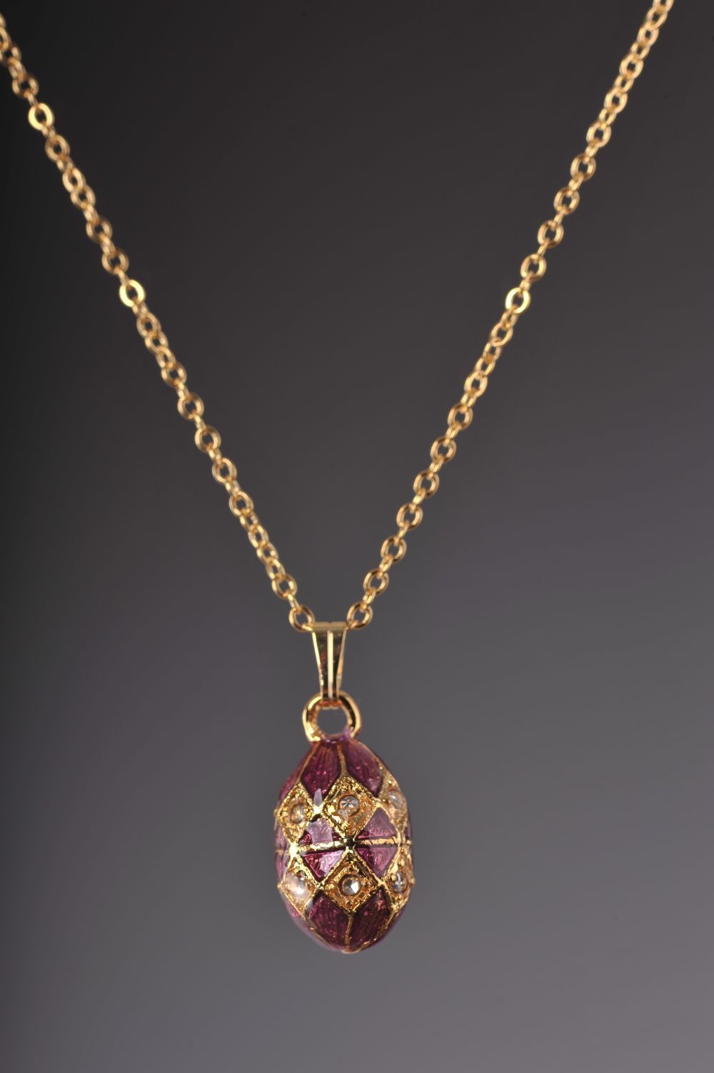 Keren Kopal Magenta & Gold Egg Pendant Necklace