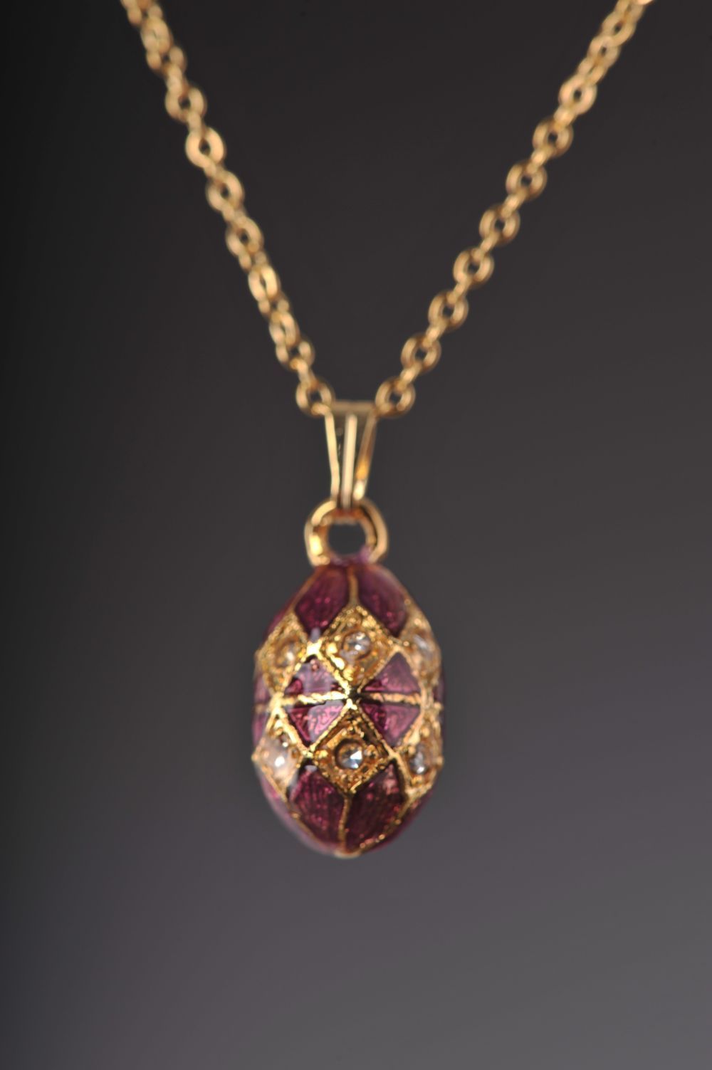 Keren Kopal Magenta & Gold Egg Pendant Necklace