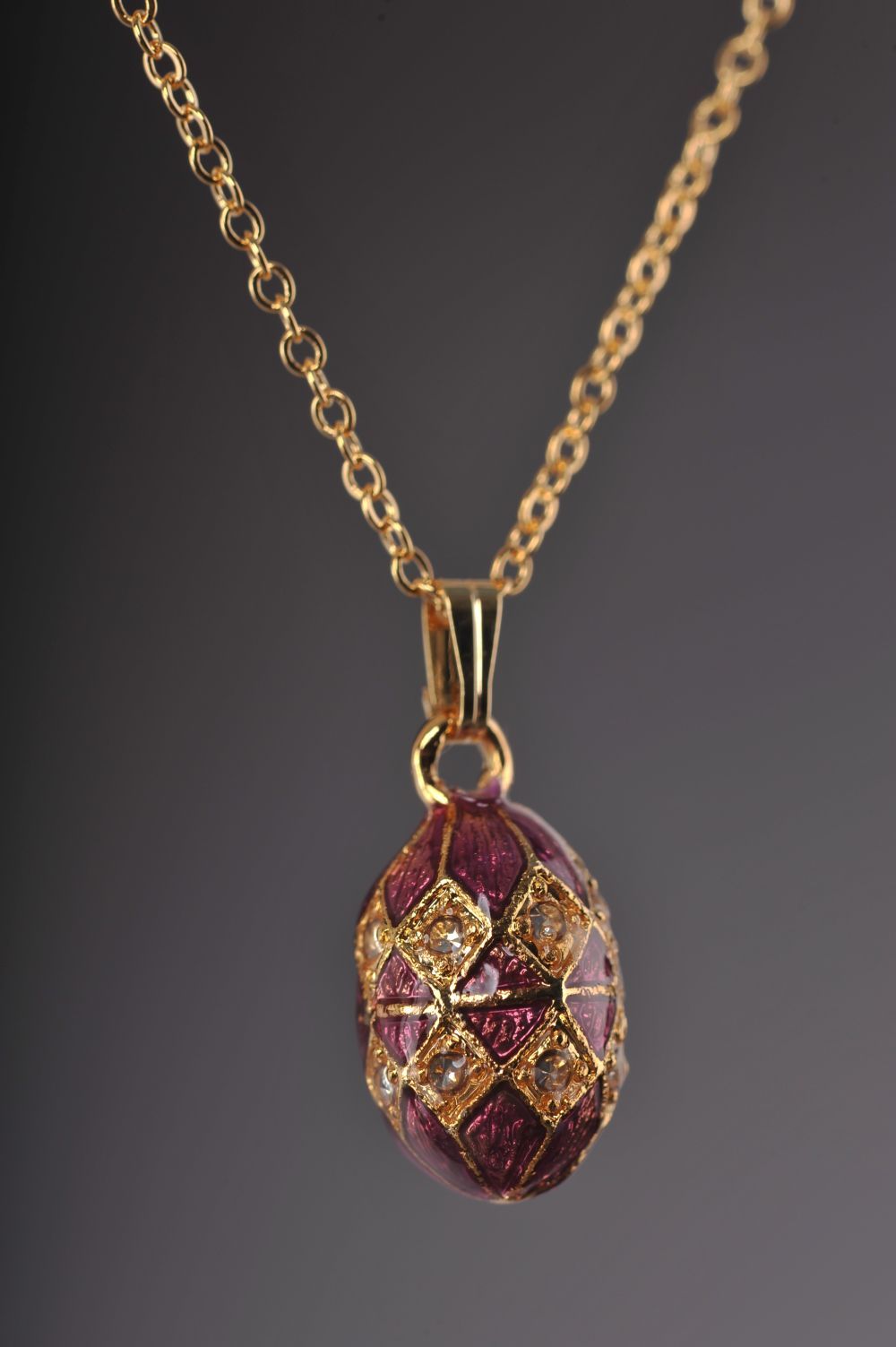 Keren Kopal Magenta & Gold Egg Pendant Necklace