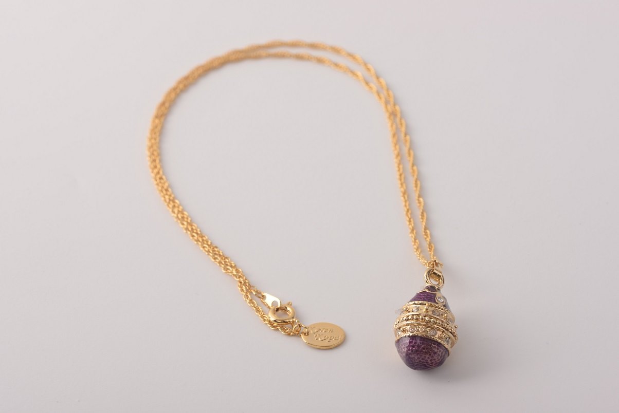 Keren Kopal Purple & Gold Egg Pendant Necklace