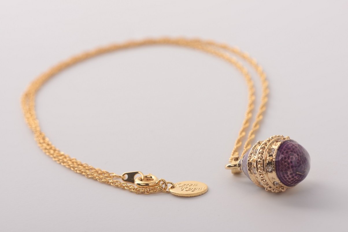 Keren Kopal Purple & Gold Egg Pendant Necklace
