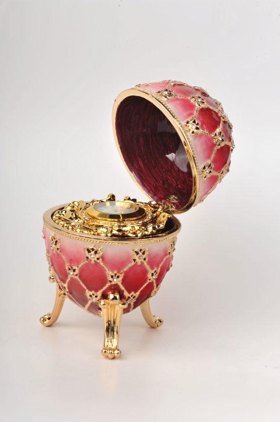 Keren Kopal Red Faberge Egg with Gold Clock Inside  126.50