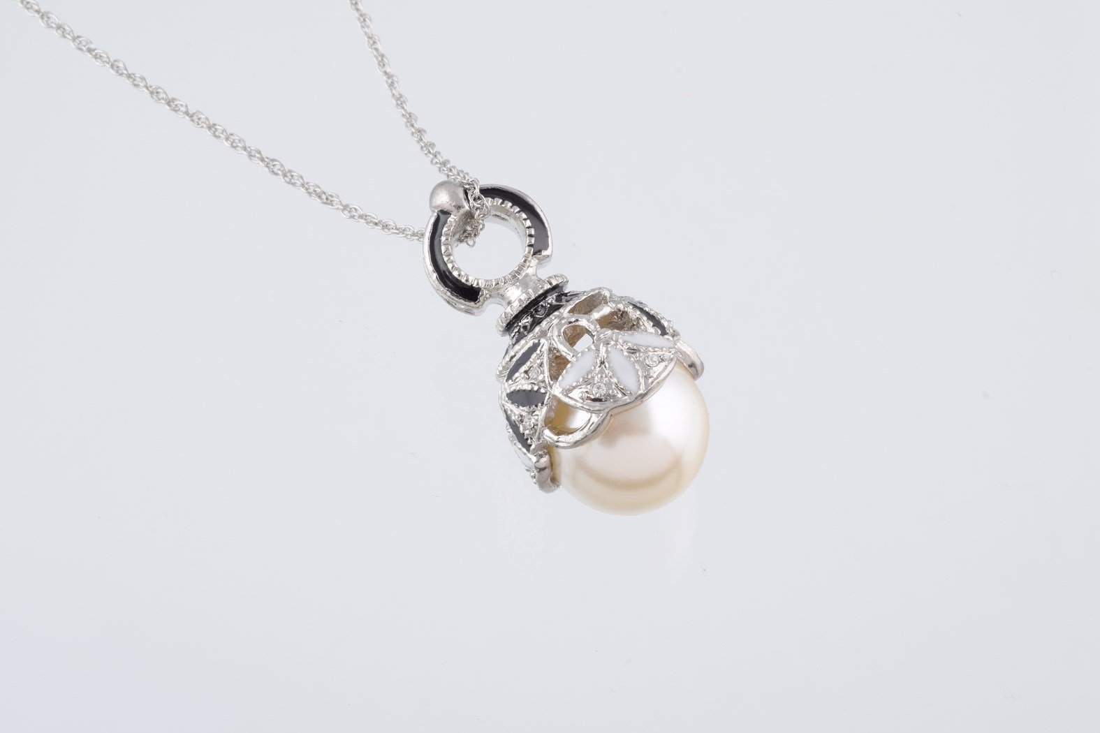 Keren Kopal Silver & Black Pearl Egg Pendant Necklace