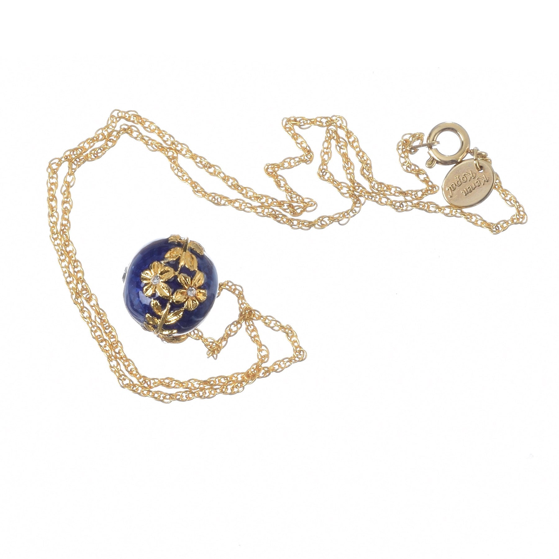 Blue Egg Pendant Gold Necklace jewelry Keren Kopal