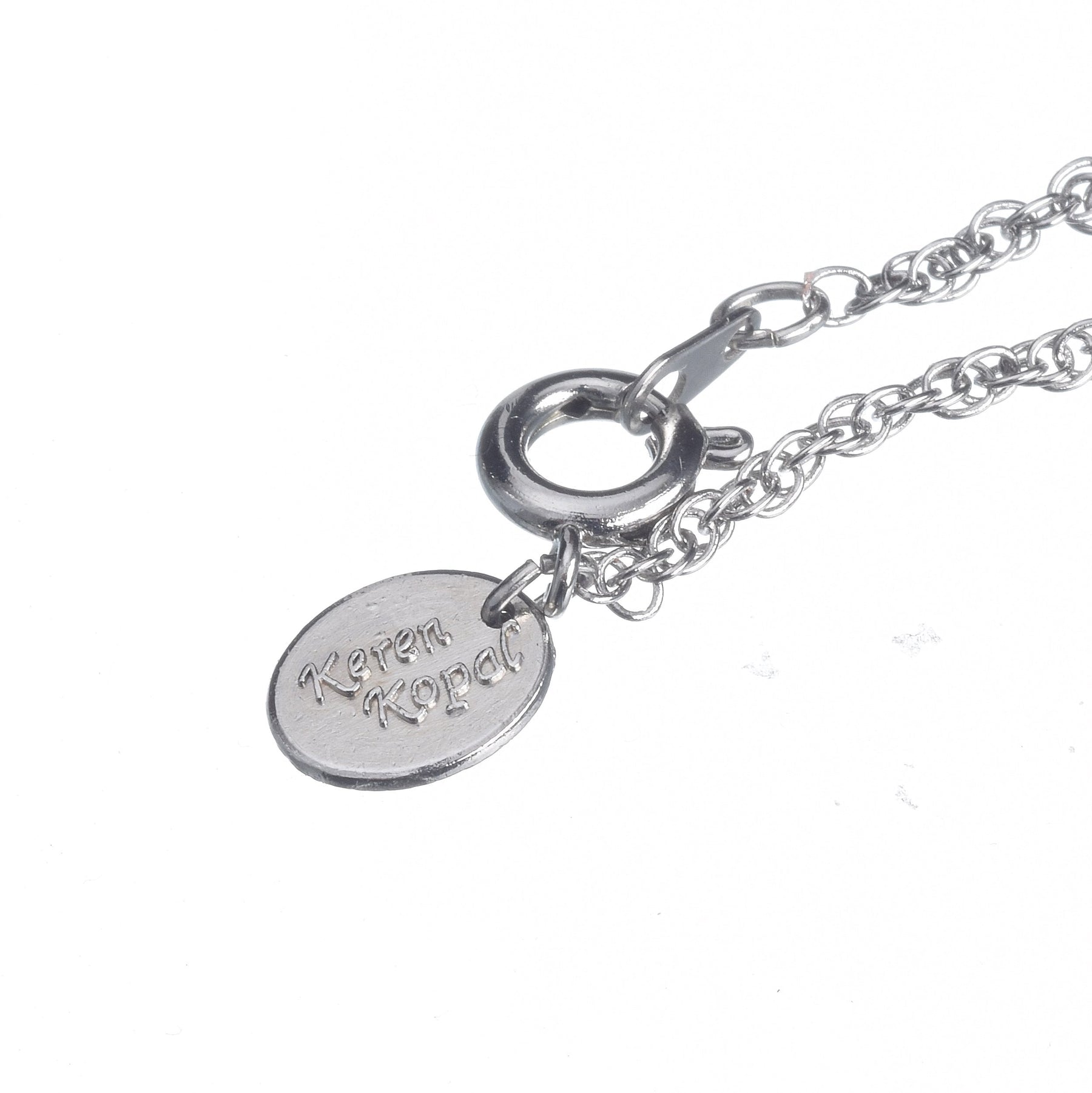 Keren Kopal Silver Egg with blue crystals Pendant Necklace