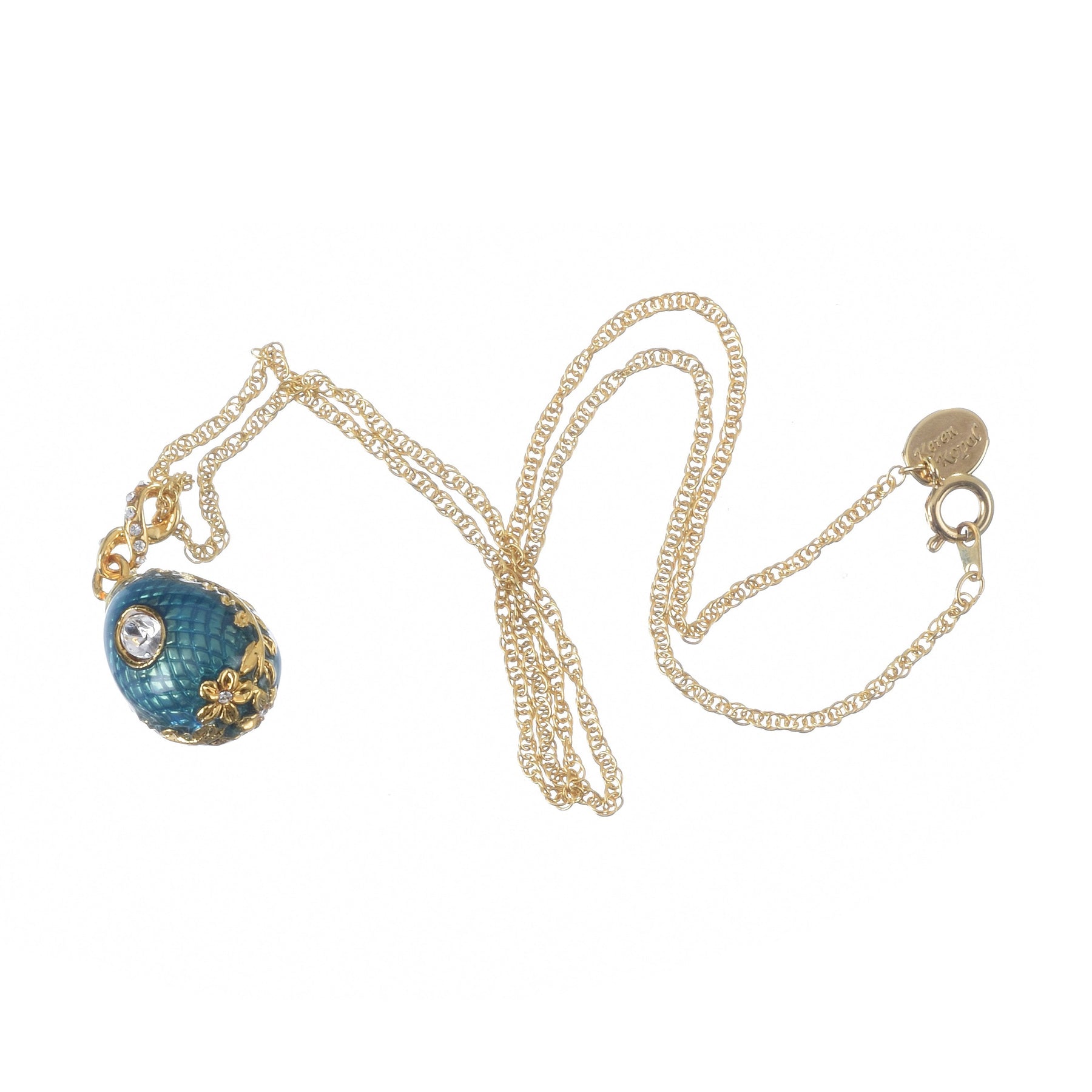 Keren Kopal Teal Egg Pendant Gold Necklace