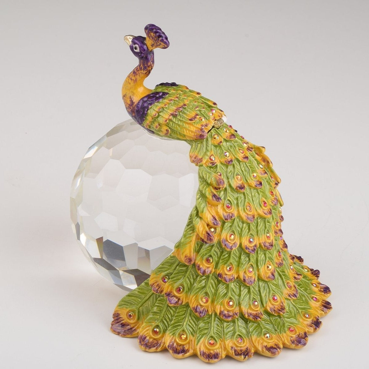 Keren Kopal Colorful Peacock on Crystal Ball trinket box 164.00