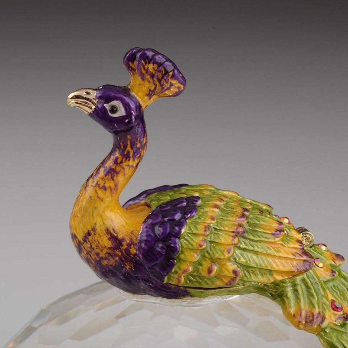 Keren Kopal Colorful Peacock on Crystal Ball trinket box 164.00