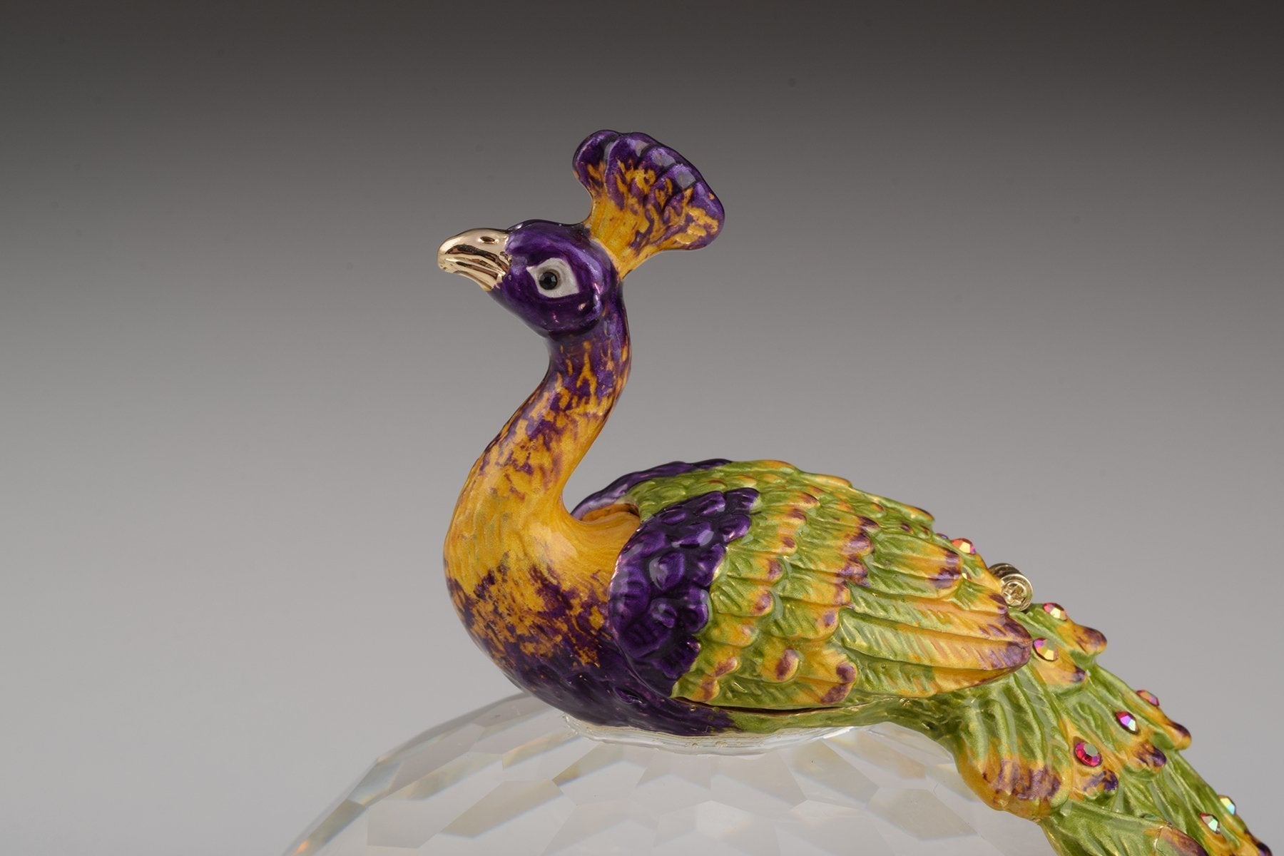 Keren Kopal Colorful Peacock on Crystal Ball trinket box 164.00