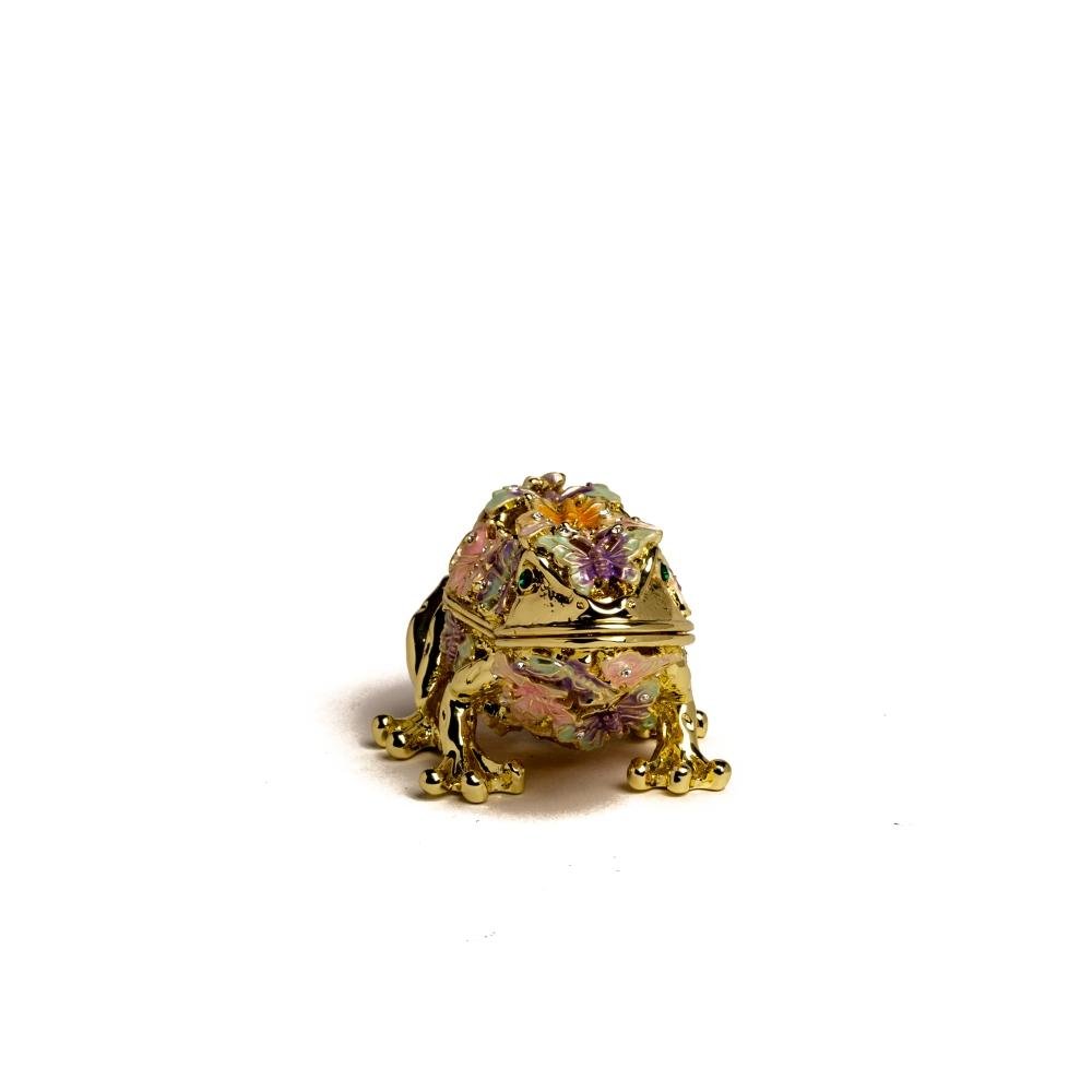 Golden Frog Decorated with Butterflies trinket box Keren Kopal