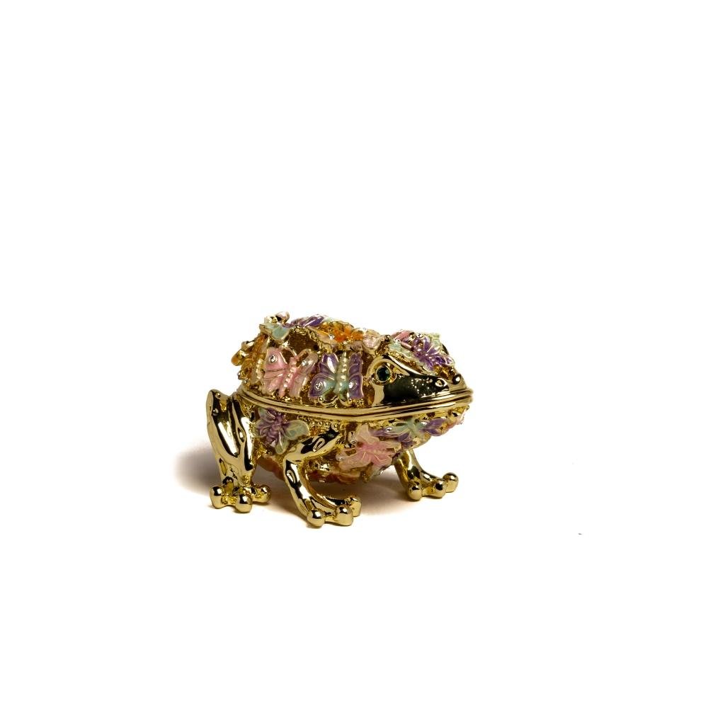 Golden Frog Decorated with Butterflies trinket box Keren Kopal