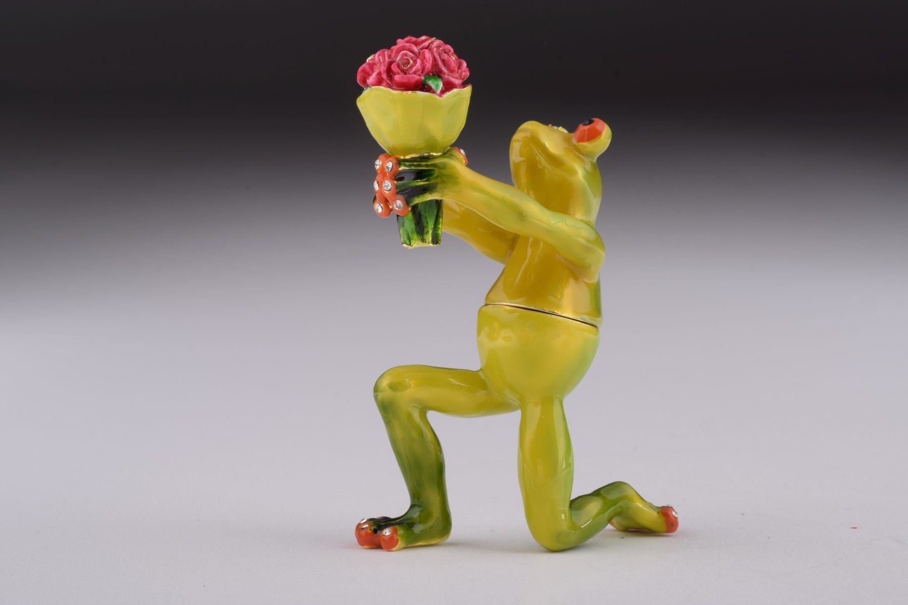 Romantic Frog Holding Flowers trinket box Keren Kopal