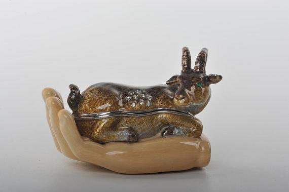 Keren Kopal Zodiac Ram Laying on Hand trinket box 60.25