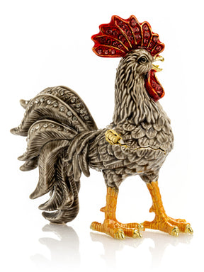 Grey Rooster Jewelry Trinket Box