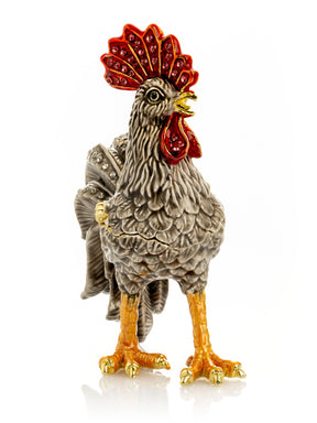 Keren Kopal Gray Rooster Jewelry Trinket Box