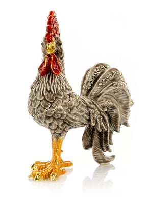 Grey Rooster Jewelry Trinket Box