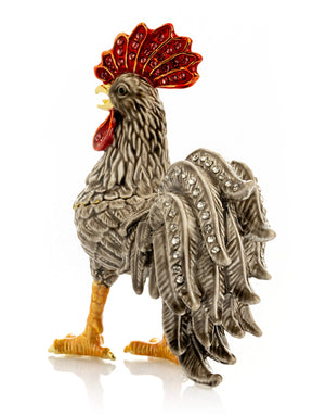 Grey Rooster Jewelry Trinket Box
