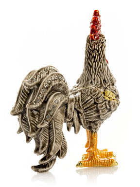 Grey Rooster Jewelry Trinket Box