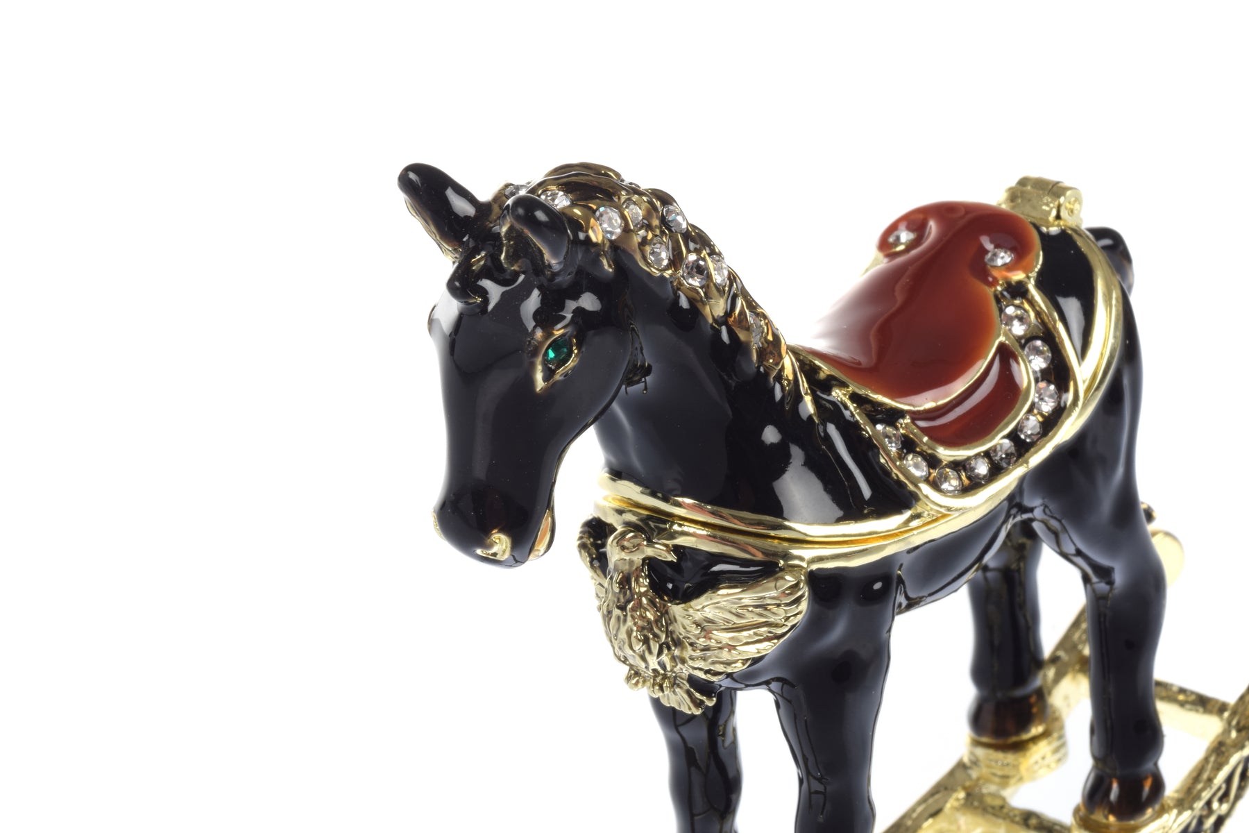 Keren Kopal Black & Gold Vintage Rocking Horse Trinket Box