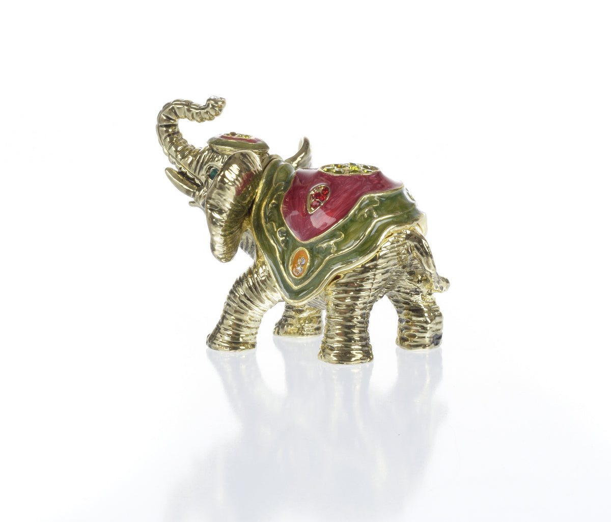 Gold Elephant Trinket Box Decorated with Swarovski Crystals