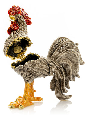 Grey Rooster Jewelry Trinket Box