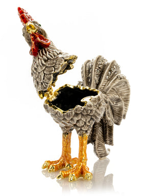 Grey Rooster Jewelry Trinket Box